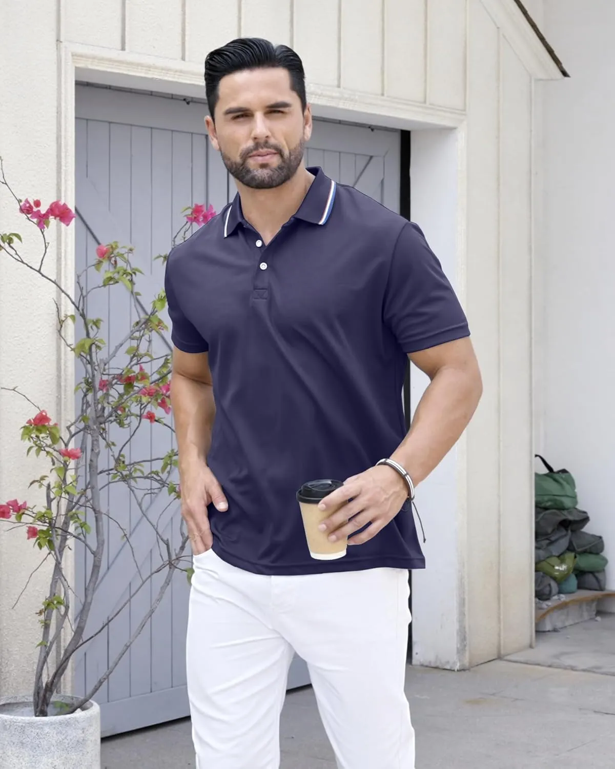 3 Pack Men's Polo Shirts Quick-Dry Short Sleeve Athletic Polo Shirts Moisture Wicking Business Casual Golf Shirts