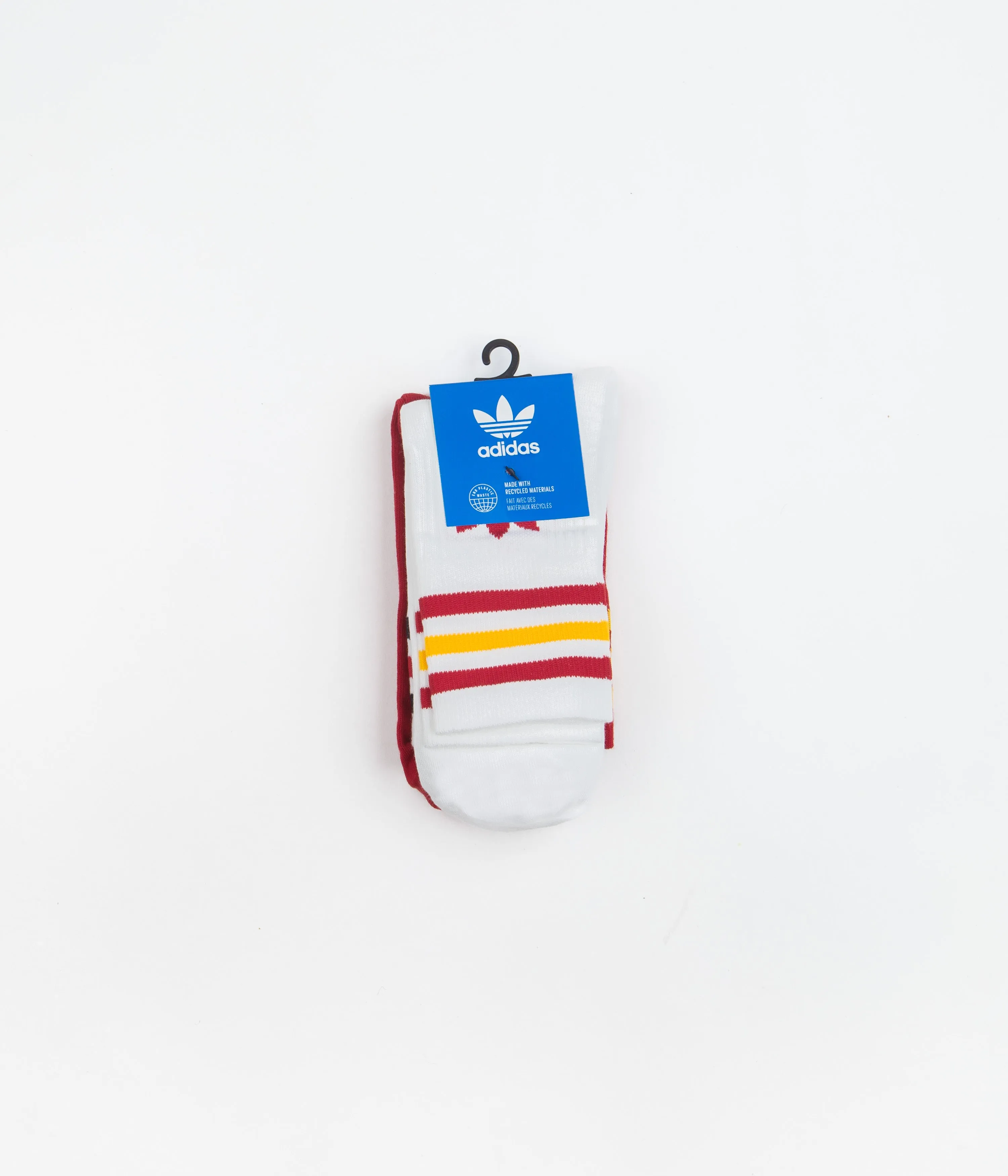 Adidas Mid Cut Crew Socks (3 Pair) - White / White / Team Power Red