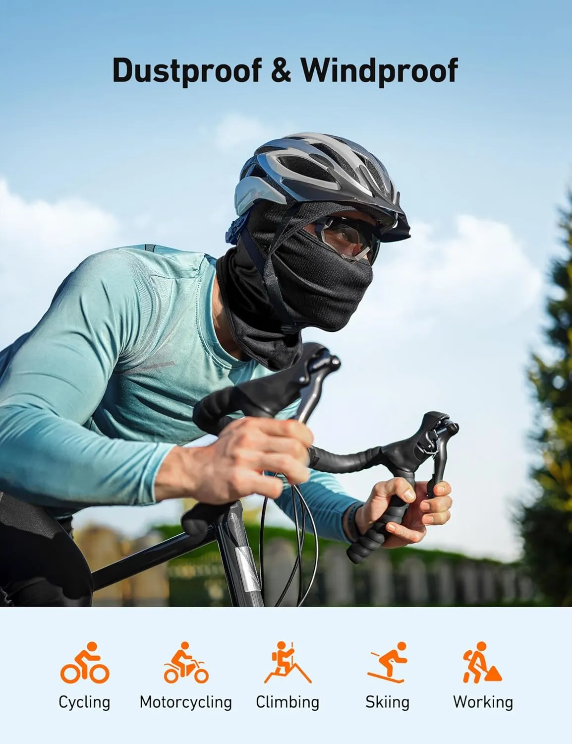 AstroAI Ski Mask Balaclava Face Mask-UV Protection Dustproof Windproof Face Cover for Men Women Skiing, Snowboarding, Cycling Hiking Black