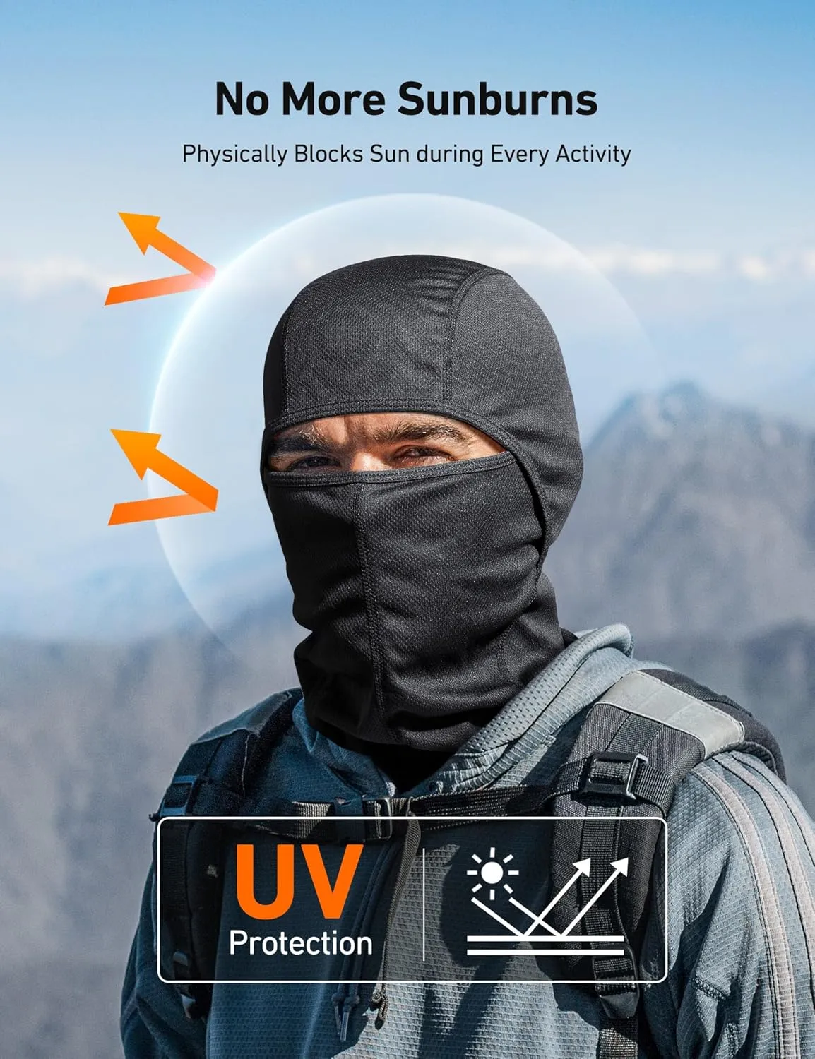 AstroAI Ski Mask Balaclava Face Mask-UV Protection Dustproof Windproof Face Cover for Men Women Skiing, Snowboarding, Cycling Hiking Black