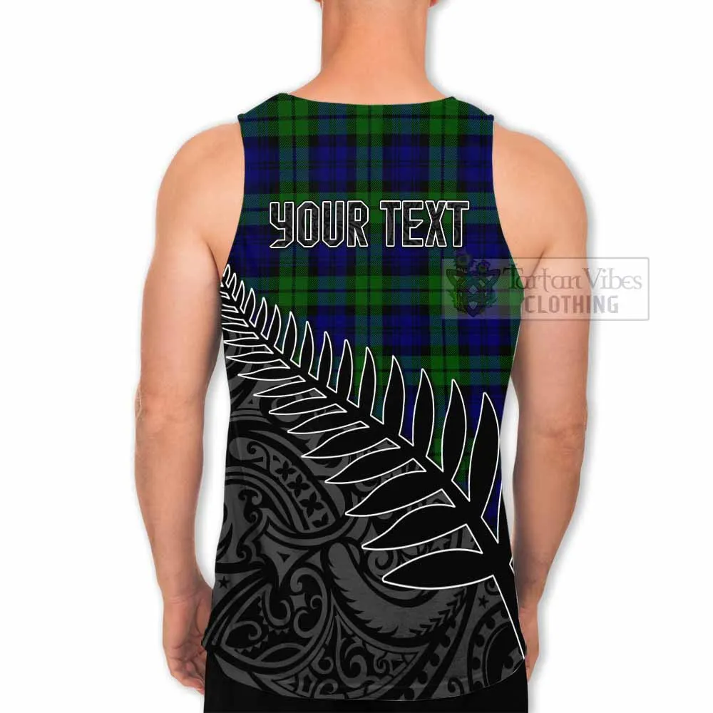 Bannatyne Crest Tartan Men's Tank Top with New Zealand Silver Fern Half Style