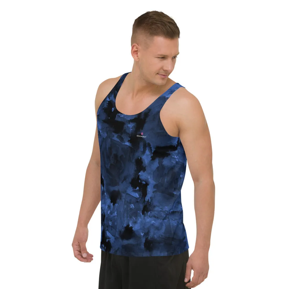 Blue Abstract Unisex Tank Top, Floral Rose Print Best Men's or Women's Tanks-Made in USA/EU/MX