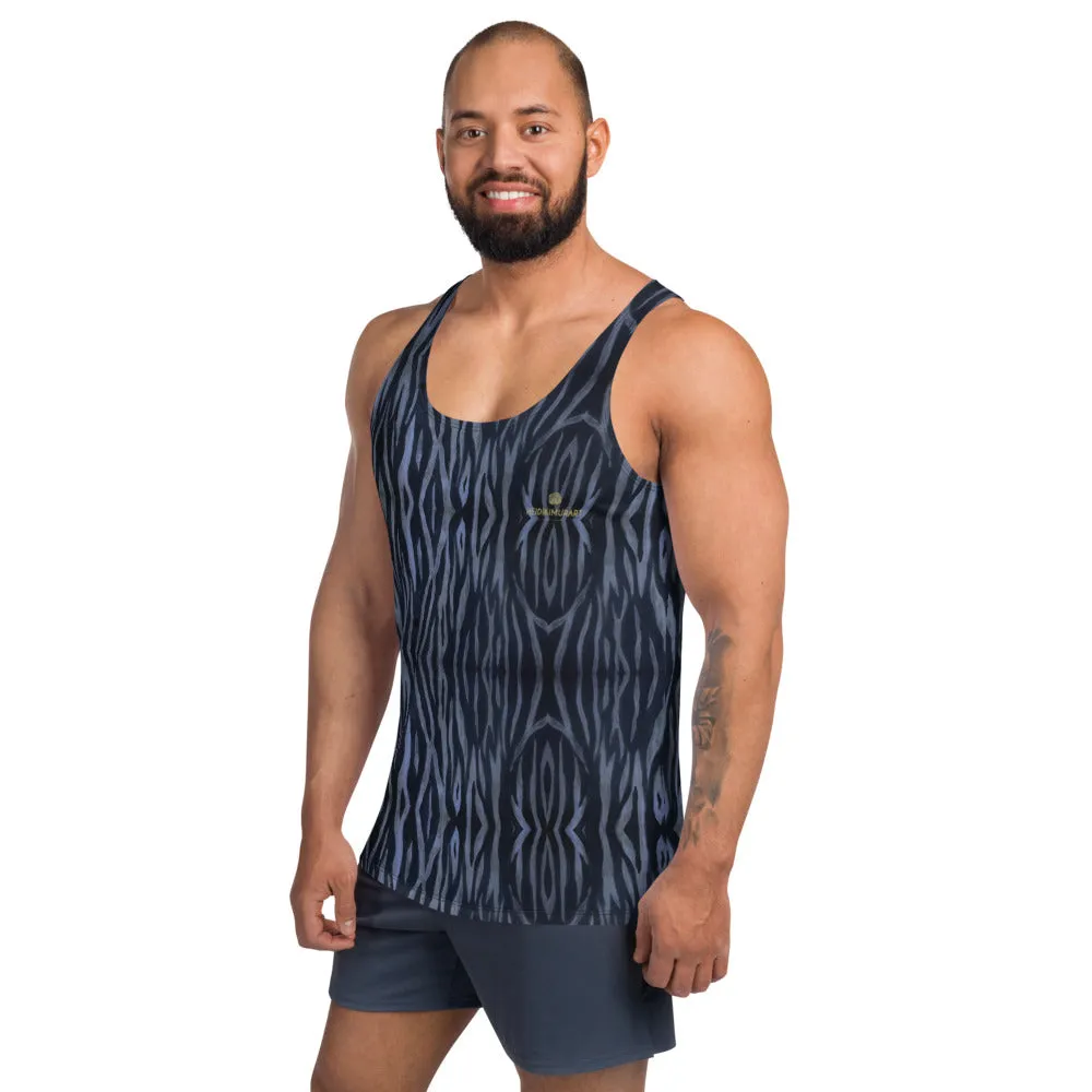 Blue Tiger Striped Tank Top, Animal Print Women's or Men's Unisex Tank Top - Made in USA/ Europe/ Mexico (US Size: XS-2XL)