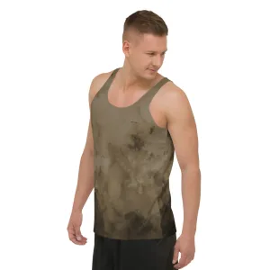 Brown Abstract Unisex Tank Top, Abstract Men's or Women's Designer Tank Tops-Made in USA/EU/MX