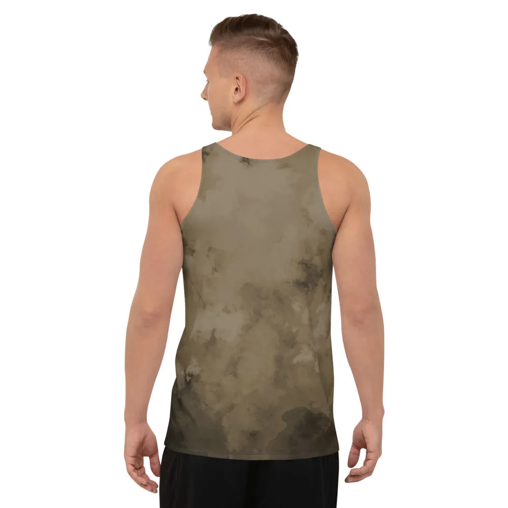 Brown Abstract Unisex Tank Top, Abstract Men's or Women's Designer Tank Tops-Made in USA/EU/MX