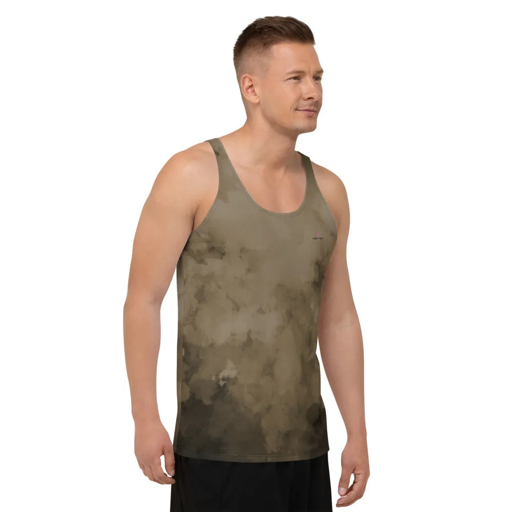 Brown Abstract Unisex Tank Top, Abstract Men's or Women's Designer Tank Tops-Made in USA/EU/MX
