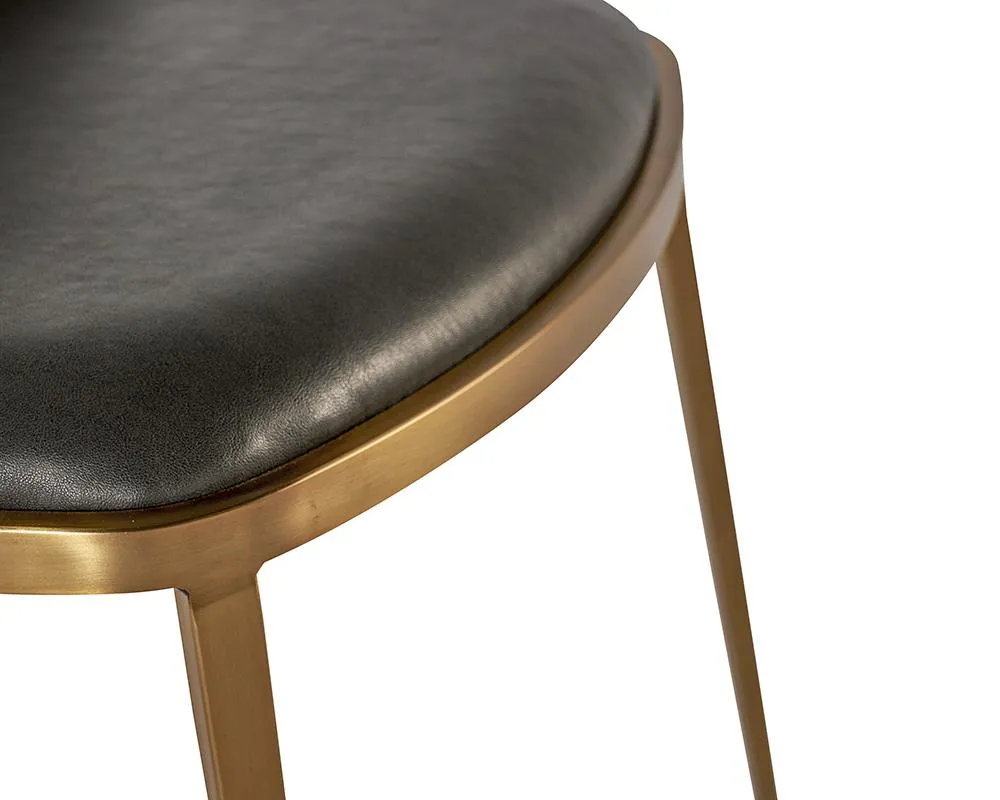 Charcoal Faux Leather & Grey Fabric Dining Chair Brushed Gold Legs (Set of 2)