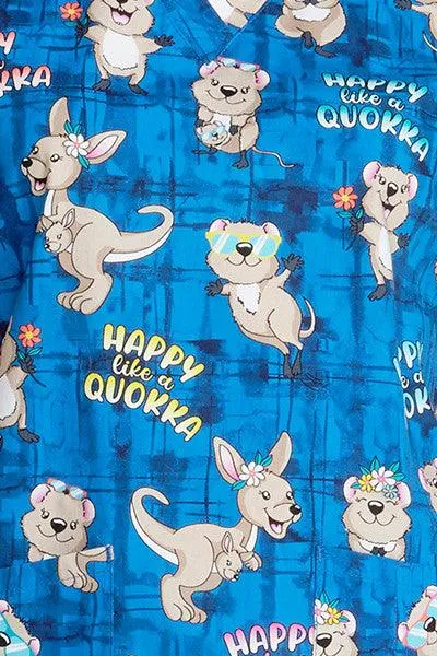 CK652 Happy As A Quokka Women's Print Scrub Top
