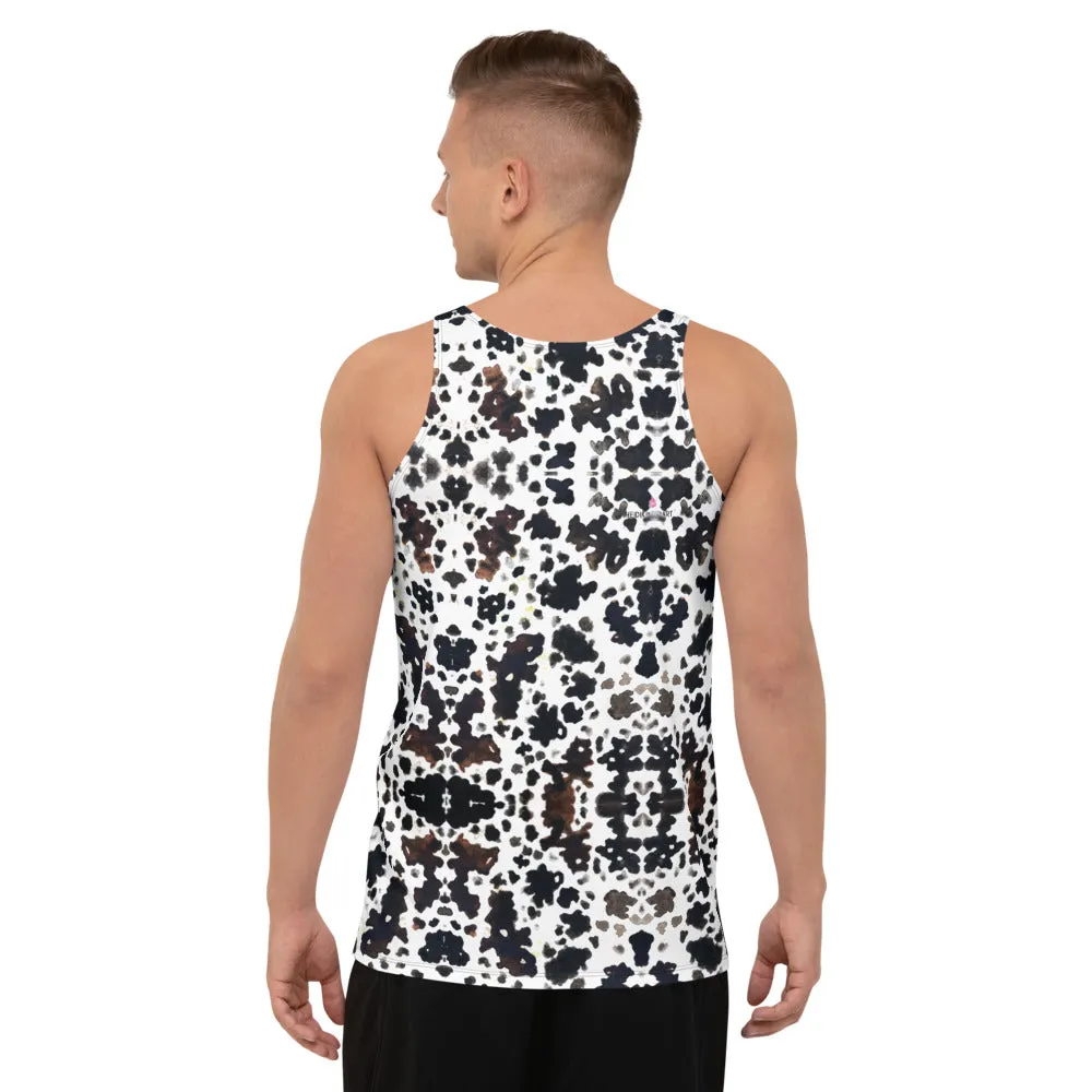 Cow Print Men's Tank Top, Cow Spots Print Designer Unisex Tank Tops For Men/Women-Made in USA/EU