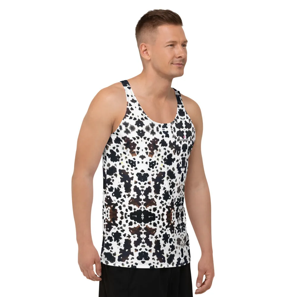 Cow Print Men's Tank Top, Cow Spots Print Designer Unisex Tank Tops For Men/Women-Made in USA/EU
