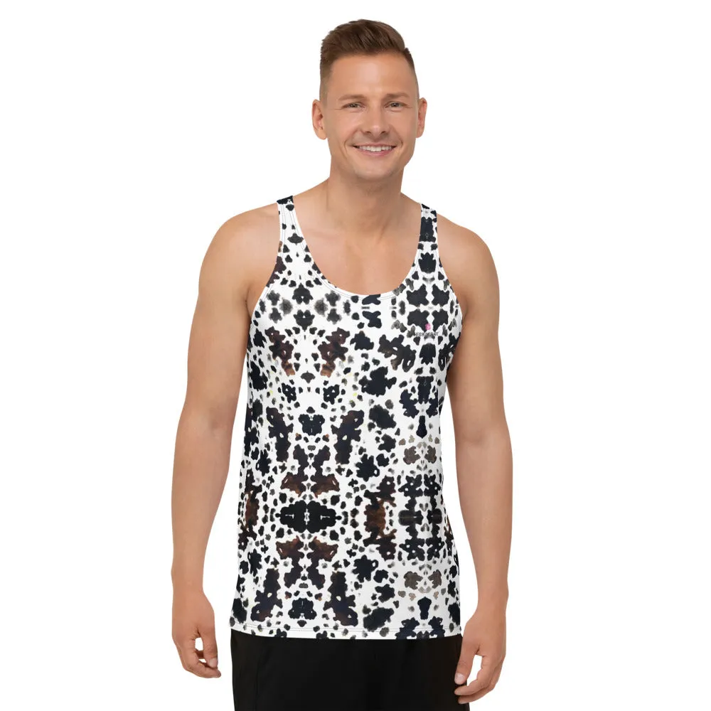 Cow Print Men's Tank Top, Cow Spots Print Designer Unisex Tank Tops For Men/Women-Made in USA/EU