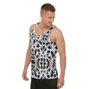 Cow Print Men's Tank Top, Cow Spots Print Designer Unisex Tank Tops For Men/Women-Made in USA/EU