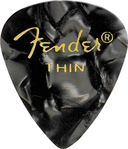 Fender Guitar Pick 351 Shape Classic Celluloid 1 Gross - Black Moto - Thin, 144-Count