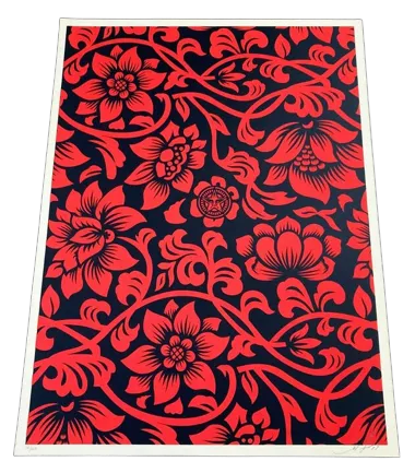 Floral Takeover 2017 Red Black Silkscreen Print by Shepard Fairey- OBEY