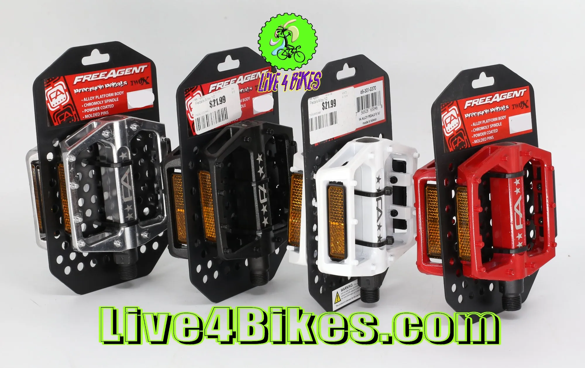 Free Agent Aluminum Platform Bicycle Pedals 9/16 Black -Live4Bikes