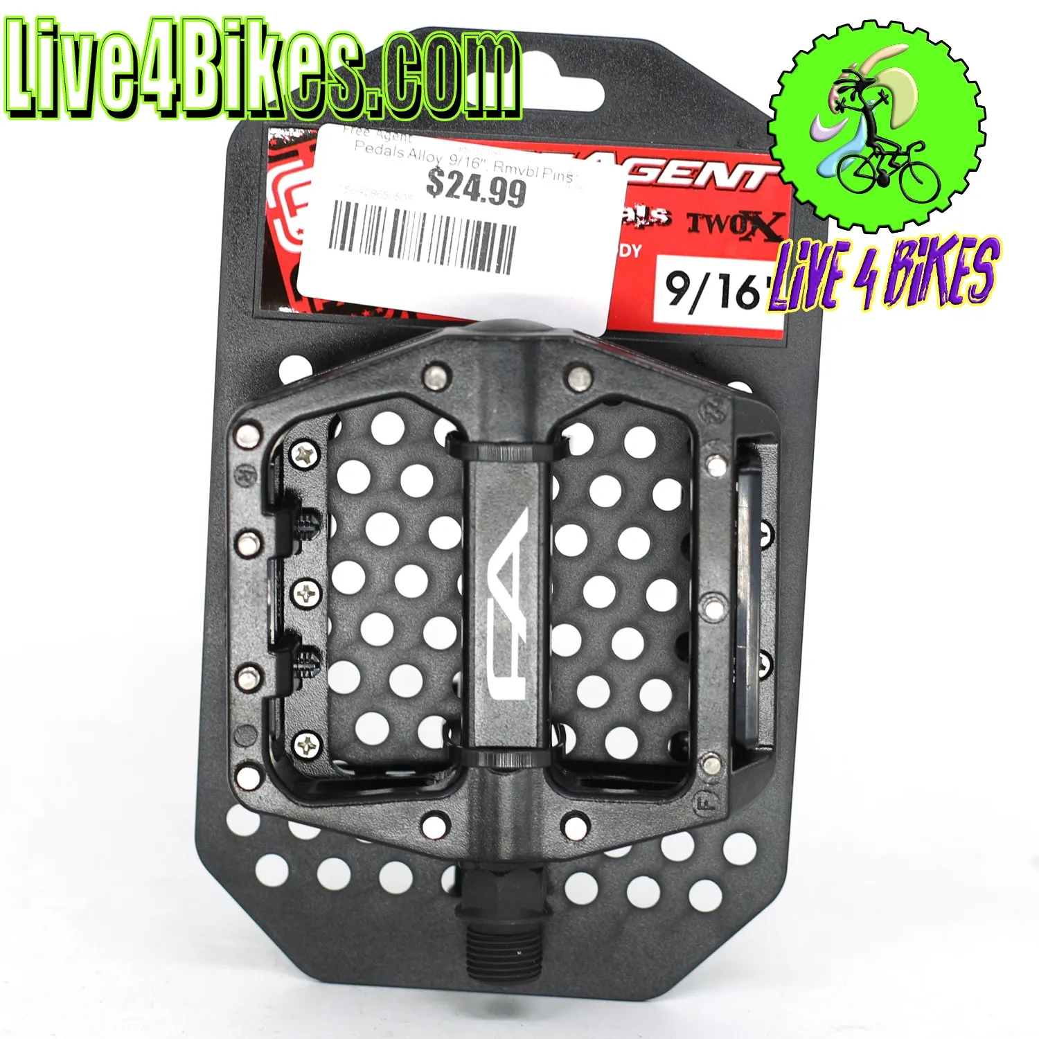 Free Agent Aluminum Platform Bicycle Pedals 9/16 Black -Live4Bikes