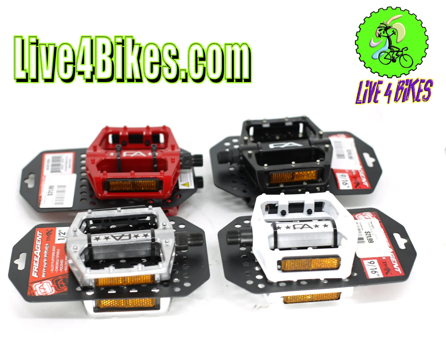 Free Agent Aluminum Platform Bicycle Pedals 9/16 Black -Live4Bikes