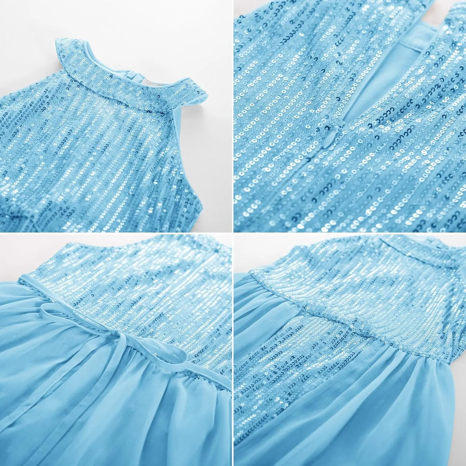 GRACE KARIN Girls Halter Neck Sequin Dress 6-14Y Kids Fancy Formal Party Prom Sparkly Pageant Birthday Graduation Dresses