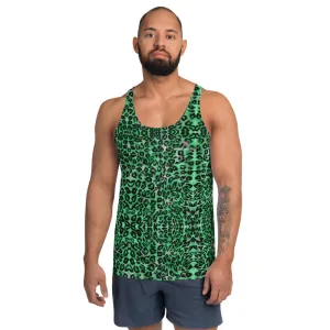 Green Leopard Tank Top, Animal Print Leopard Spots Men's or Women's Tanks-Made in USA/EU
