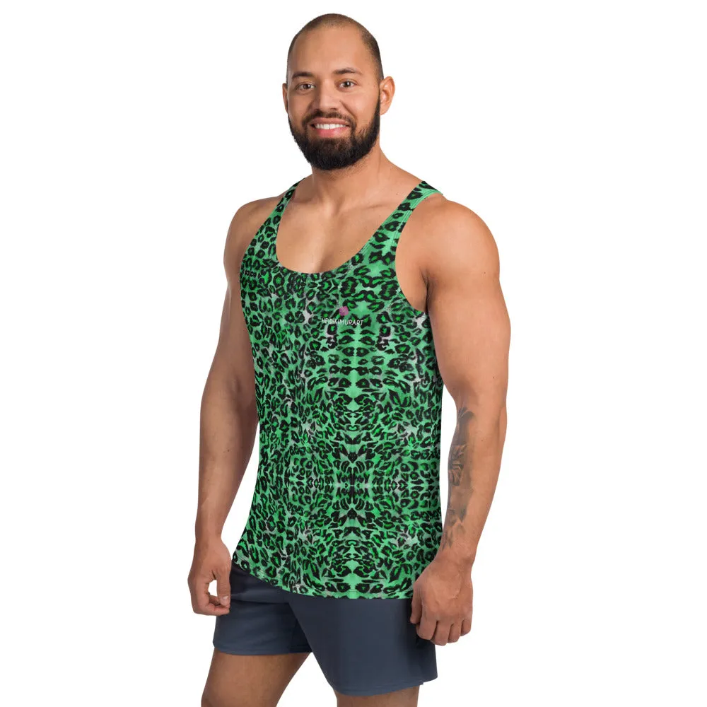 Green Leopard Tank Top, Animal Print Leopard Spots Men's or Women's Tanks-Made in USA/EU