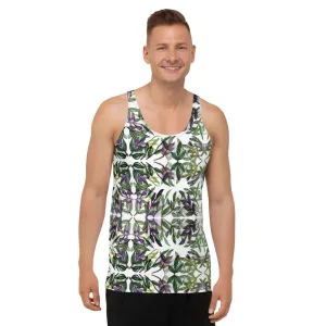 Green Tropical Unisex Tank Top, Tropical Leaves Printed Men's or Women's Tank Tops-Made in USA/EU