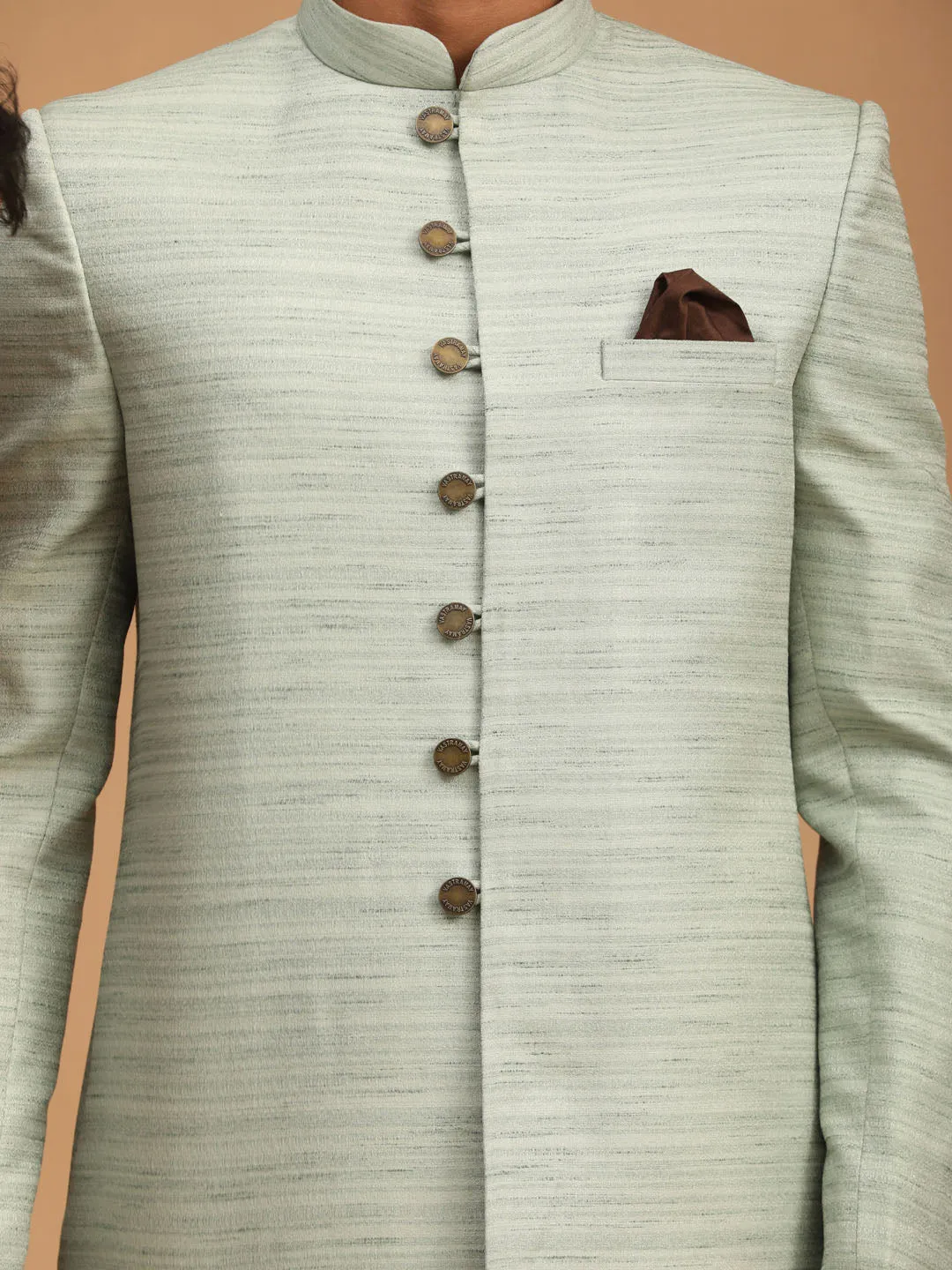 Jashvi Men's Mint Green Sherwani Only Top