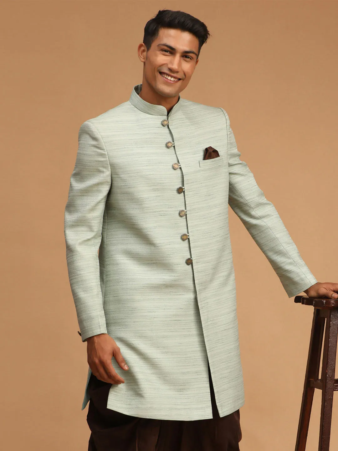 Jashvi Men's Mint Green Sherwani Only Top