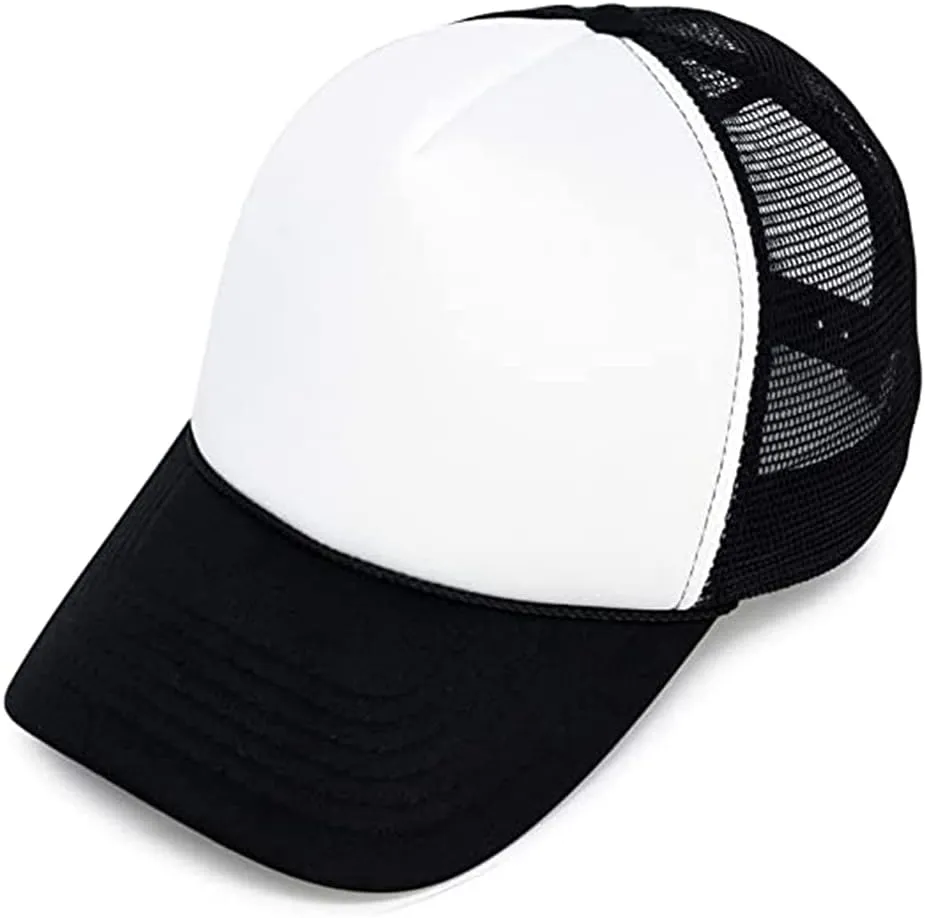MR.R Sublimation Blanks Polyester Mesh Cap Mesh Hat Two Tone Trucker Summer Mesh Cap with Adjustable Snapback,2pcs per Pack