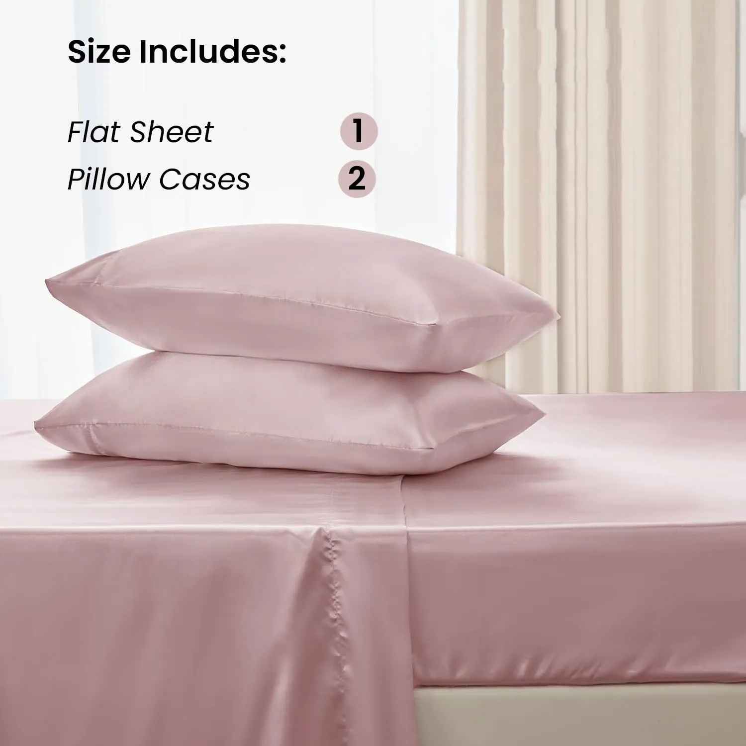 Mush 400TC Luxurious Satin Silk King Size Flat Sheet with 2 Pillow Covers - Silky Soft, Skin-Friendly, Breathable, Durable Premium Bedding | 108 X 108 Inches (Lavender, King Flat)