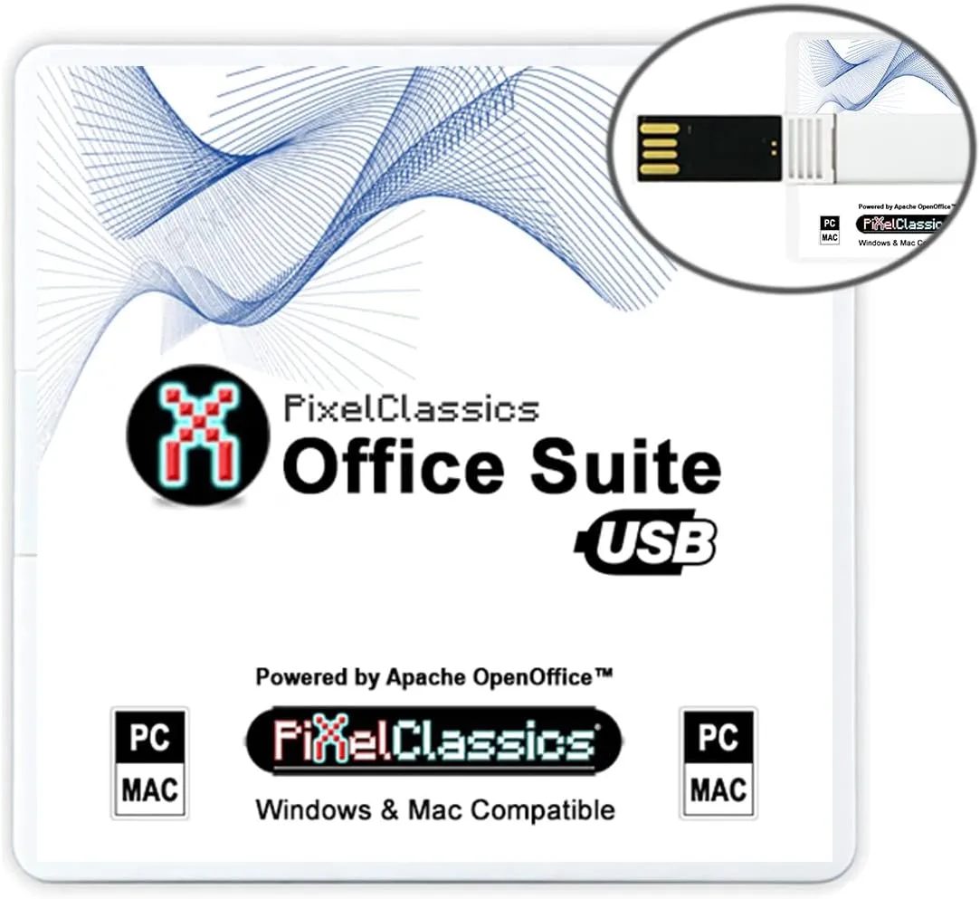 Office Suite 2025 on USB | MS Office Alternative Compatible with Office 2024 2021 Word Excel PowerPoint Files | Lifetime License & Free Updates | Powered by Apache OpenOffice for Windows 11 10 PC Mac