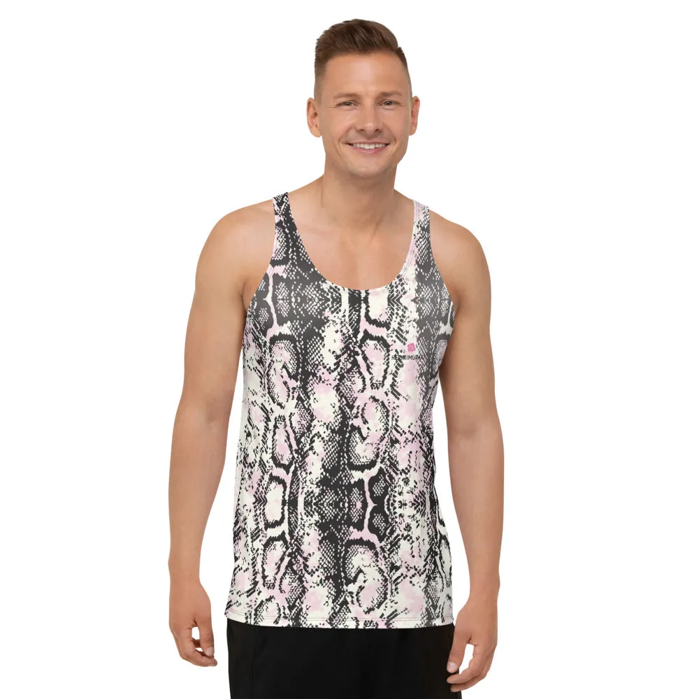 Pink Snake Print Tank Top, Best Designer Snake Skin Printed Men's or Women's Tank Tops-Made in USA/EU