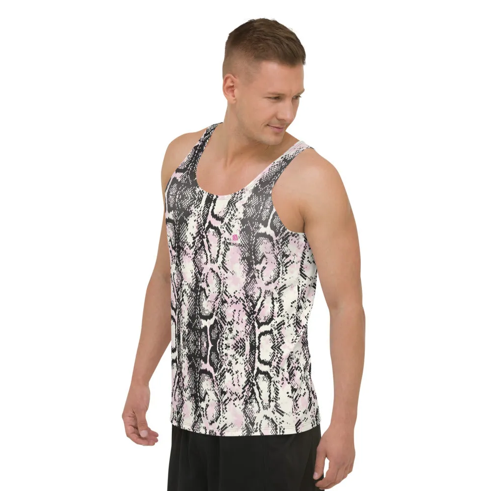 Pink Snake Print Tank Top, Best Designer Snake Skin Printed Men's or Women's Tank Tops-Made in USA/EU