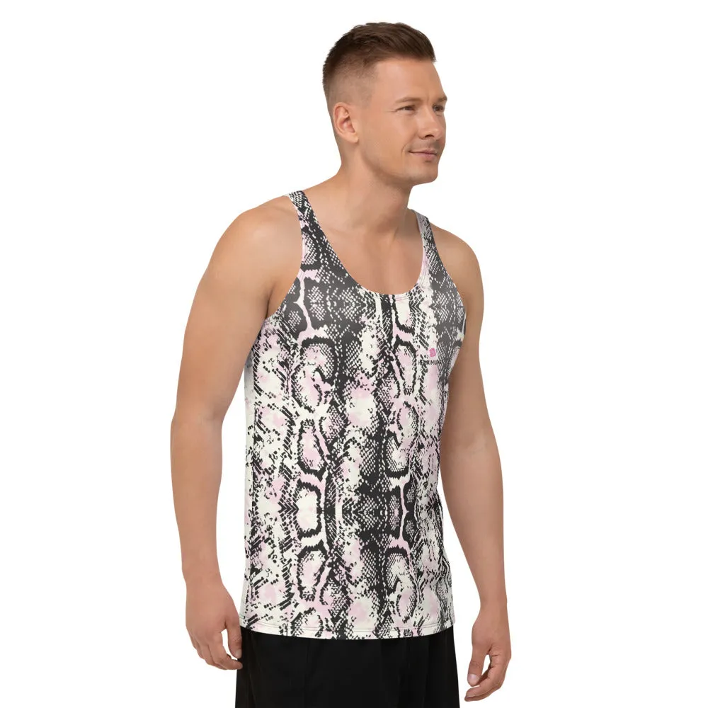 Pink Snake Print Tank Top, Best Designer Snake Skin Printed Men's or Women's Tank Tops-Made in USA/EU