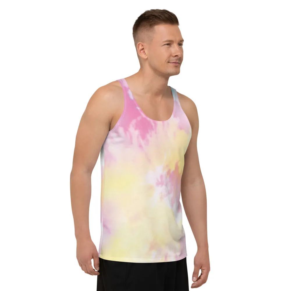 Pink Tie Dye Tank Top, Sexy Pastel Colorful Men's or Women's Unisex Luxury Top-Made in USA/EU