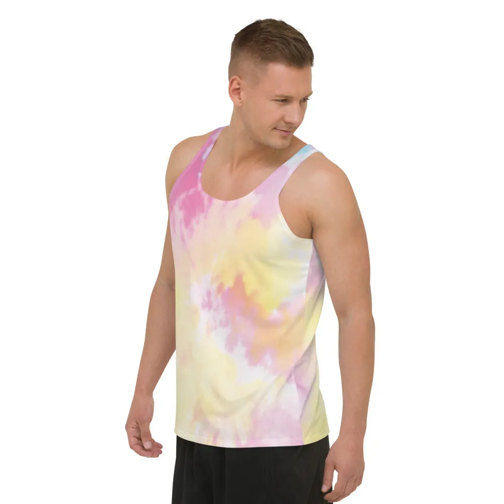 Pink Tie Dye Tank Top, Sexy Pastel Colorful Men's or Women's Unisex Luxury Top-Made in USA/EU