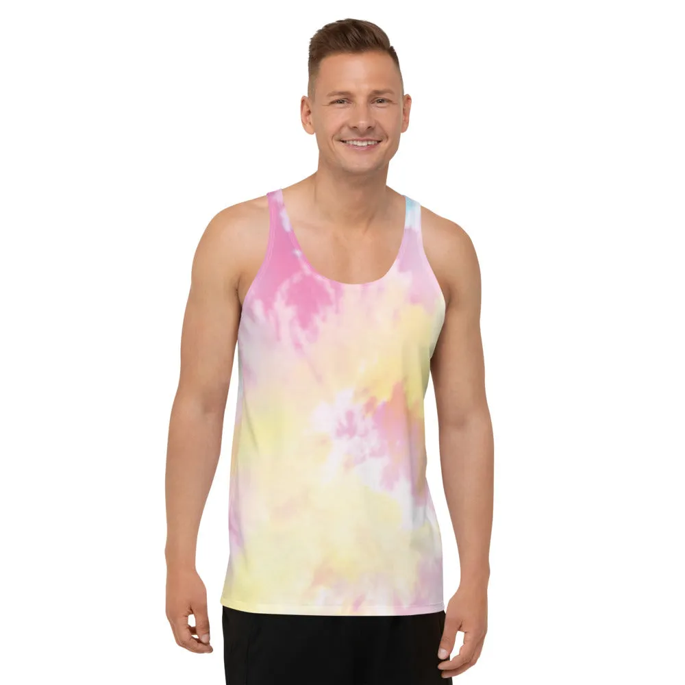 Pink Tie Dye Tank Top, Sexy Pastel Colorful Men's or Women's Unisex Luxury Top-Made in USA/EU