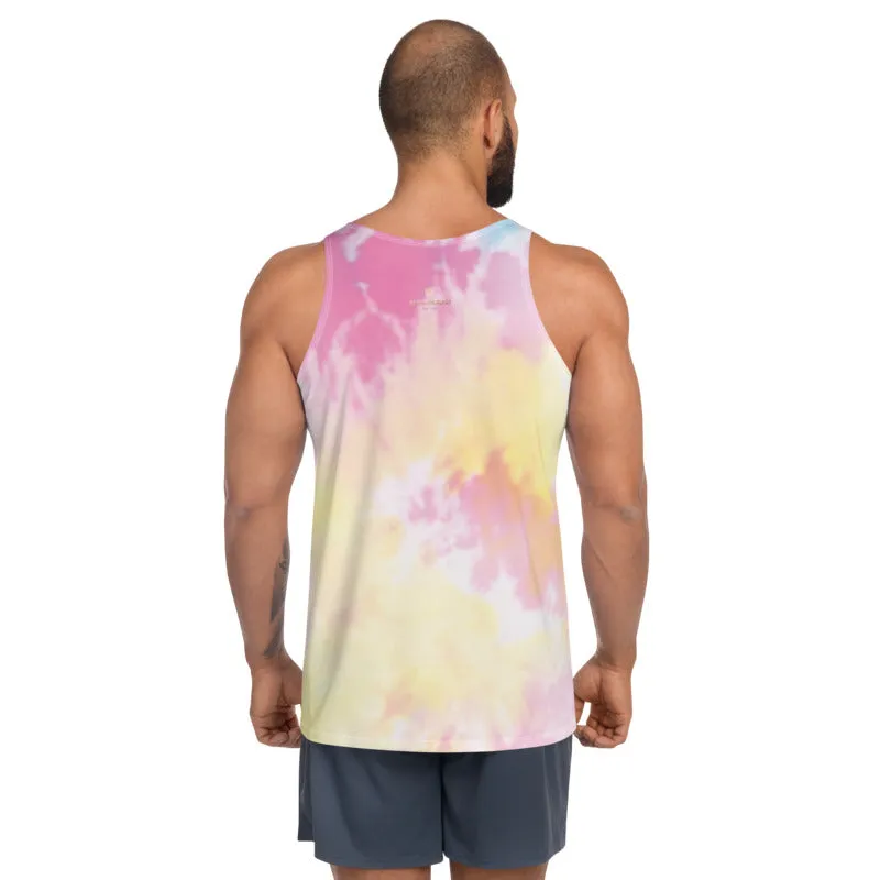 Pink Tie Dye Tank Top, Sexy Pastel Colorful Men's or Women's Unisex Luxury Top-Made in USA/EU