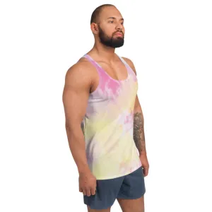 Pink Tie Dye Tank Top, Sexy Pastel Colorful Men's or Women's Unisex Luxury Top-Made in USA/EU