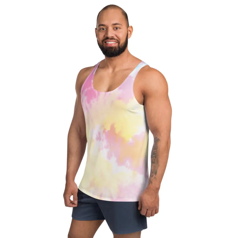 Pink Tie Dye Tank Top, Sexy Pastel Colorful Men's or Women's Unisex Luxury Top-Made in USA/EU