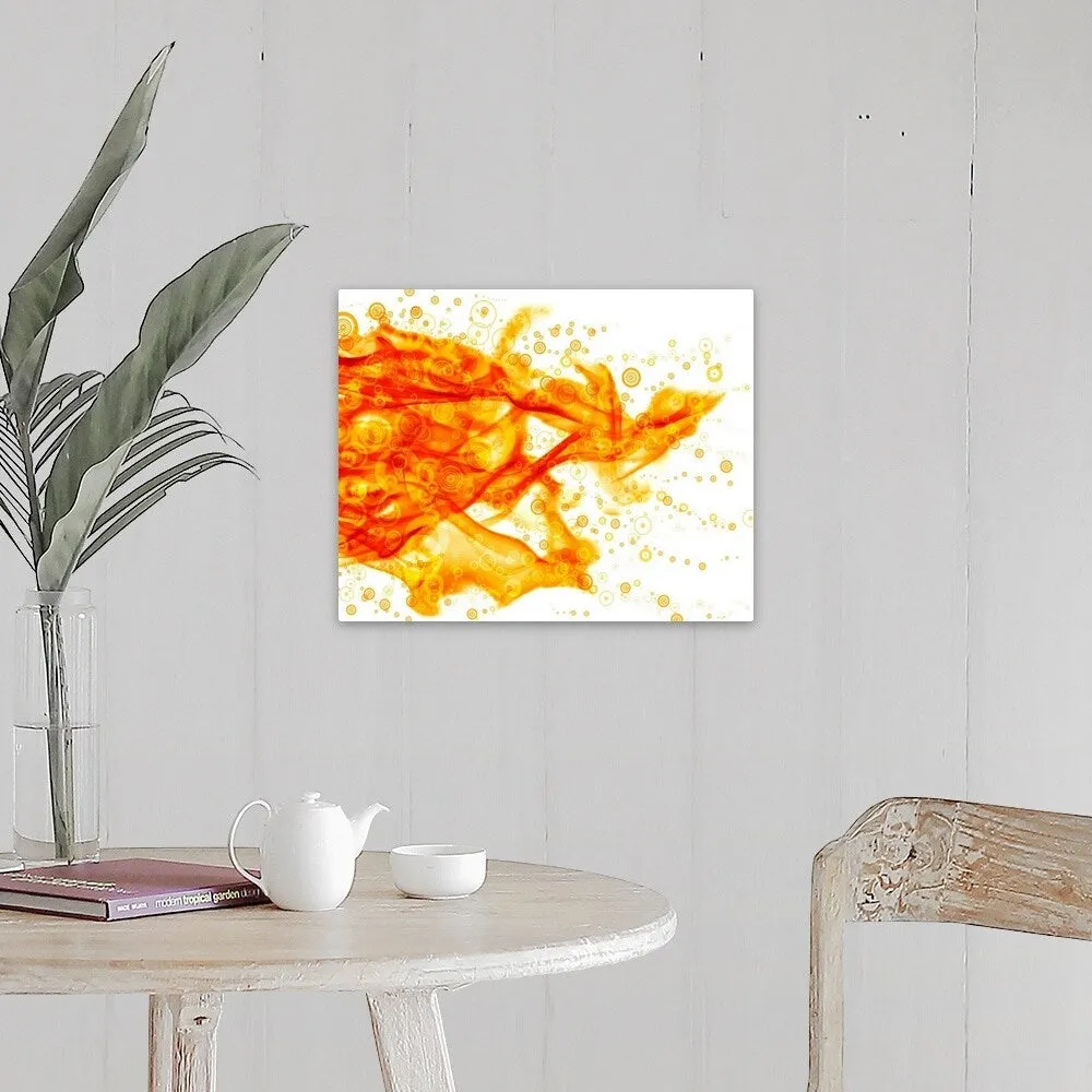 "Abstract flame surrounded by circles (Digital)" Canvas Wall Art