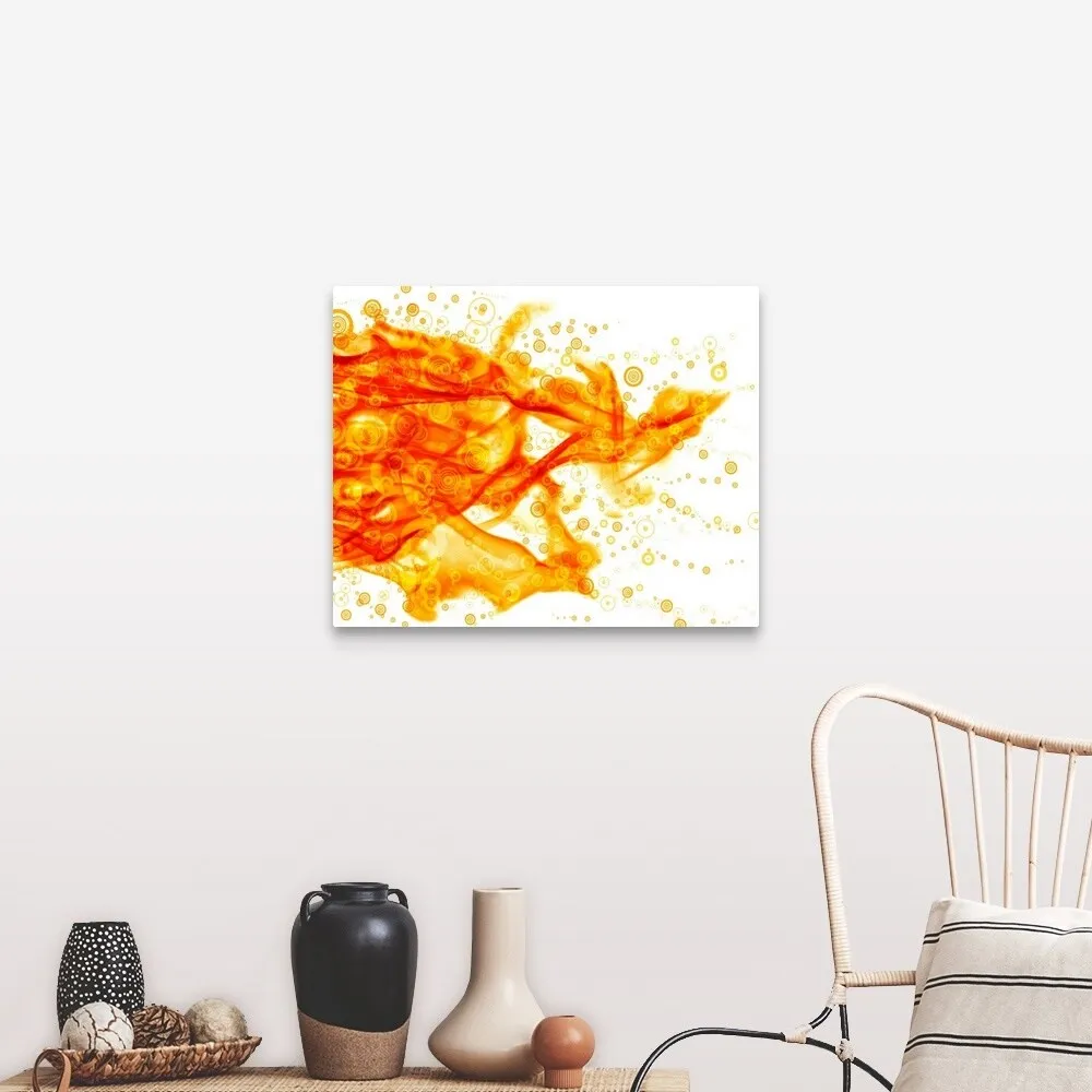 "Abstract flame surrounded by circles (Digital)" Canvas Wall Art