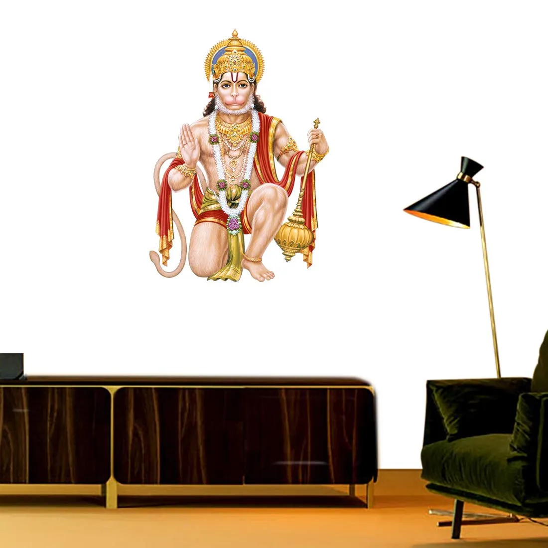 Rangoli Large Modern Hanuman G Art Wall Sticker Multicolor Vinyl Wall Sticker 50 or 70 cm Pack of 1 Sticker