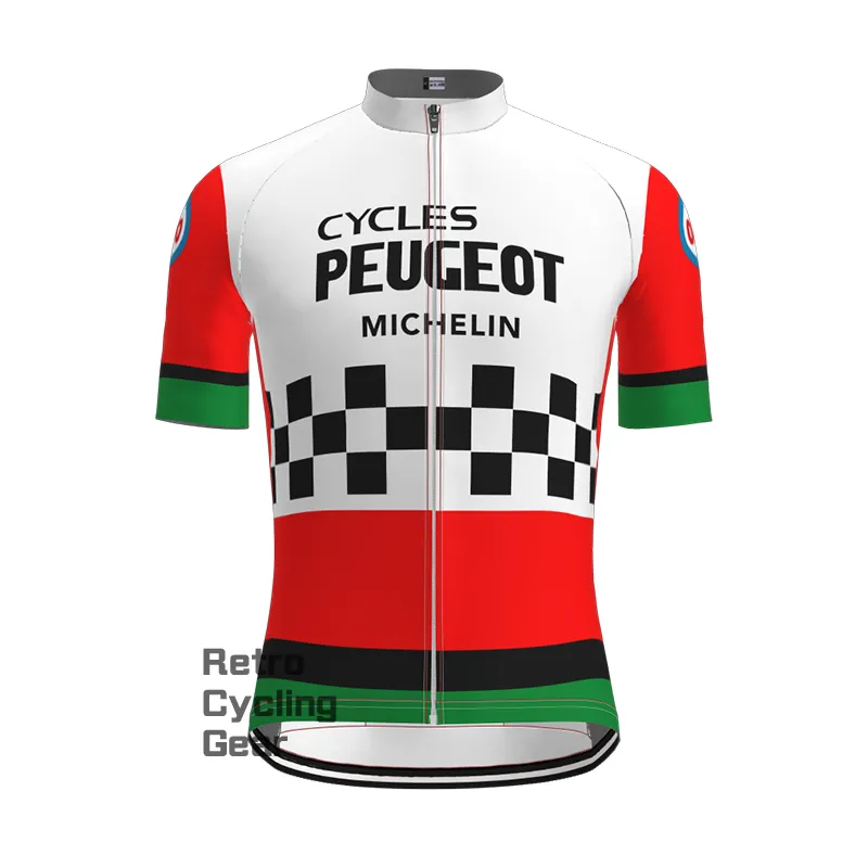 Red Peugeot Retro Short Sleeve Cycling Kits