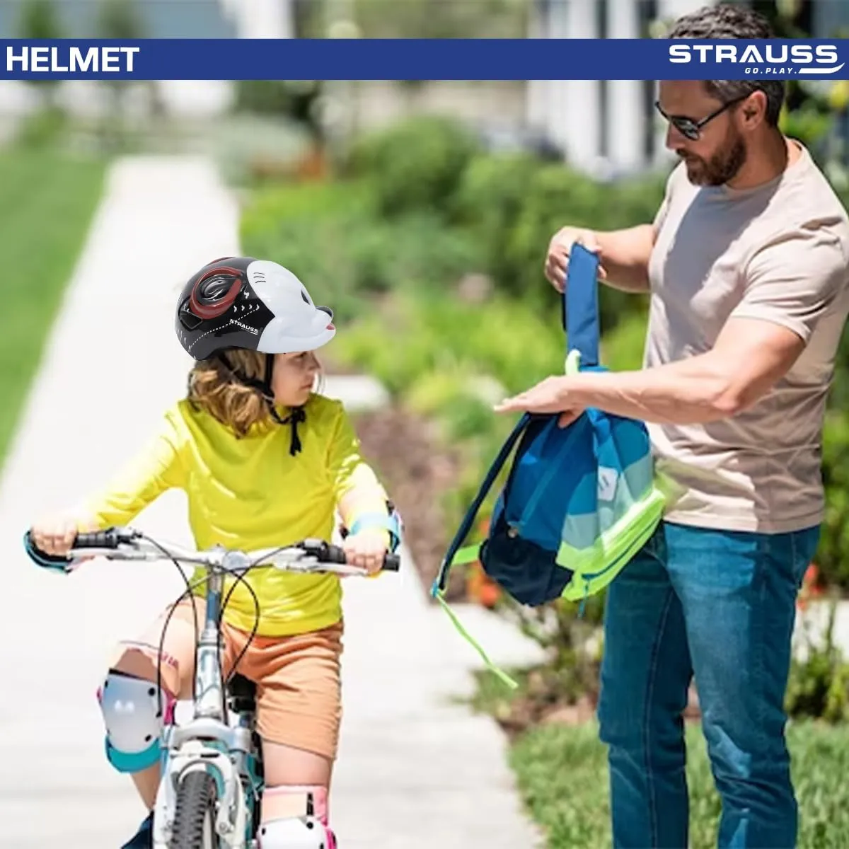 Strauss Kids Cycling Helmet | Light Weight with Superior Ventilation | Multisport Helmet for Cycling,Skating & Skateboarding with Adjustable Size | Ideal for Boys and Girls, (Black)