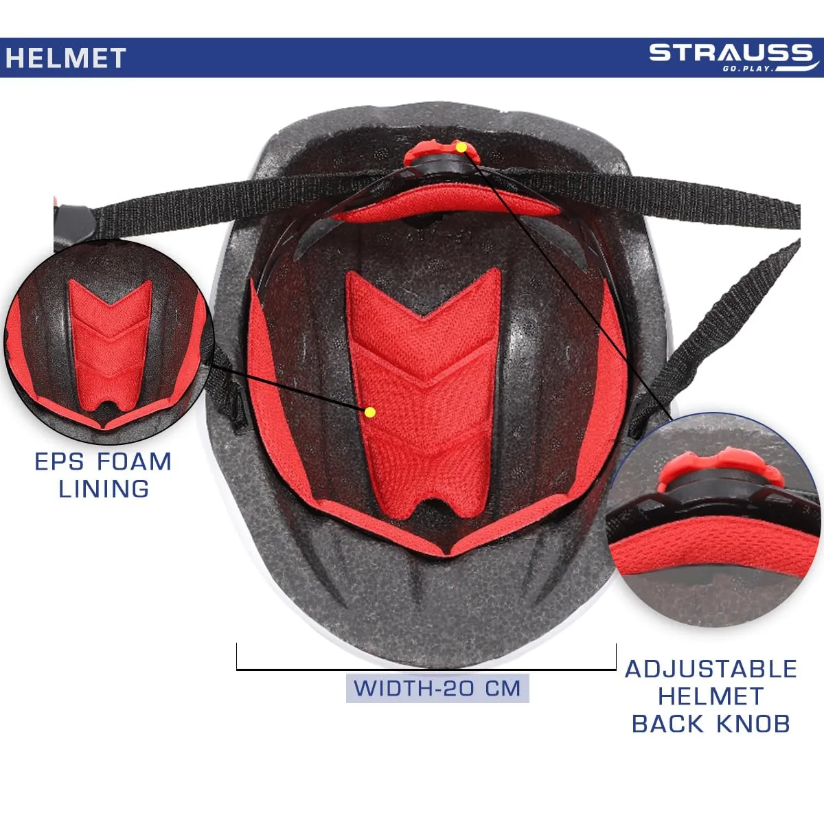 Strauss Kids Cycling Helmet | Light Weight with Superior Ventilation | Multisport Helmet for Cycling,Skating & Skateboarding with Adjustable Size | Ideal for Boys and Girls, (Black)