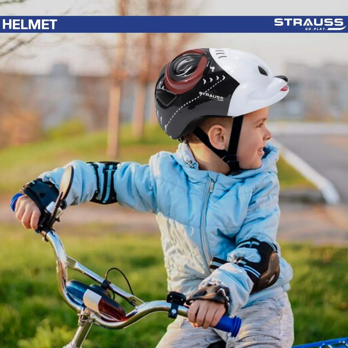 Strauss Kids Cycling Helmet | Light Weight with Superior Ventilation | Multisport Helmet for Cycling,Skating & Skateboarding with Adjustable Size | Ideal for Boys and Girls, (Black)