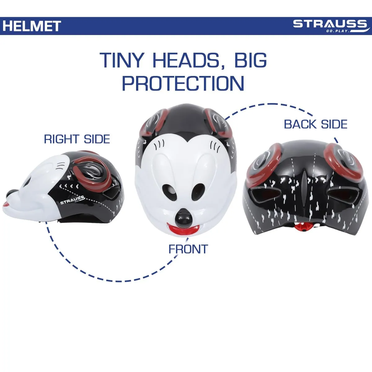 Strauss Kids Cycling Helmet | Light Weight with Superior Ventilation | Multisport Helmet for Cycling,Skating & Skateboarding with Adjustable Size | Ideal for Boys and Girls, (Black)